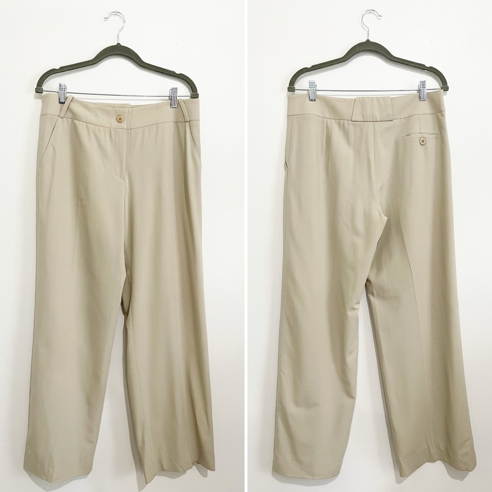 Armani Collezioni Dress Pant Beige High Rise Lightweight Straight Leg Trouser 10 - Picture 4 of 6